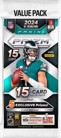 NFL Football - 2024 Panini Prizm Football Trading Cards Fat Pack (15 Cards)
